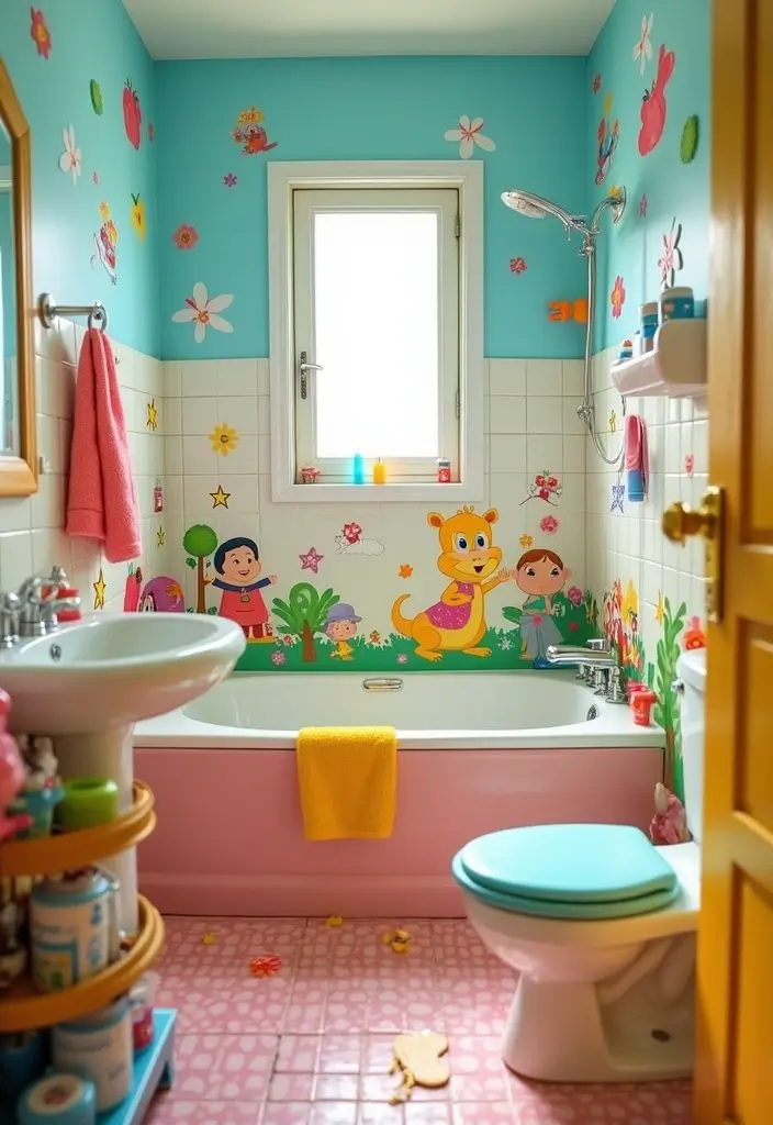 25+ Teen Bathroom Ideas That Are Fun and Stylish - 8. Fun Cartoon Characters
