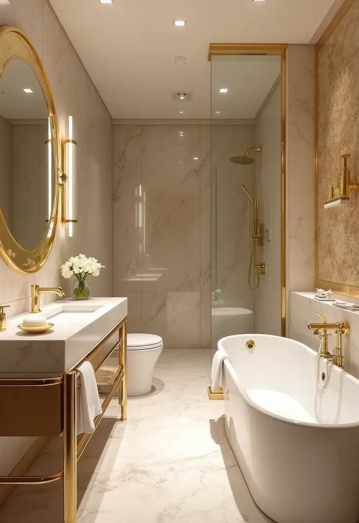 25+ Teen Bathroom Ideas That Are Fun and Stylish - 9. Glamorous Gold Accents