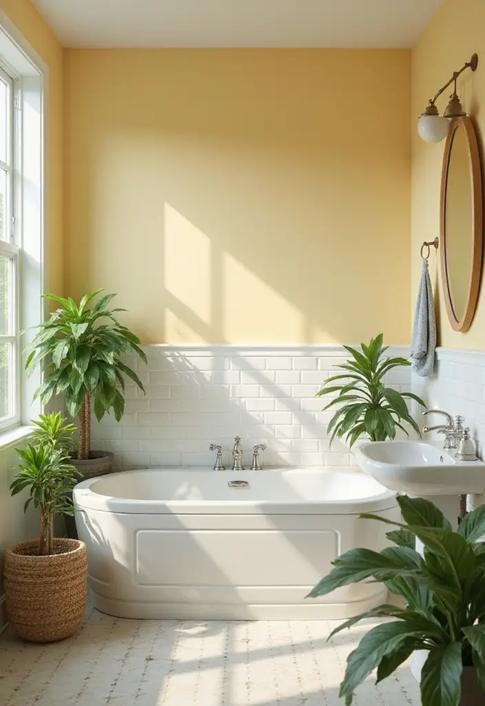 25+ Yellow Bathroom Ideas That Brighten Your Space 1 25+ Yellow Bathroom Ideas That Brighten Your Space - 1. Soft Pastel Yellow Walls