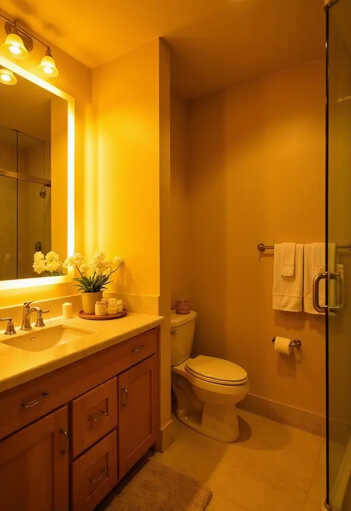 25+ Yellow Bathroom Ideas That Brighten Your Space 10 25+ Yellow Bathroom Ideas That Brighten Your Space - 10. Yellow Lighting Fixtures