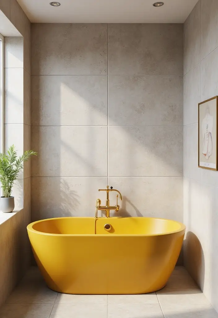 25+ Yellow Bathroom Ideas That Brighten Your Space 18 25+ Yellow Bathroom Ideas That Brighten Your Space - 18. Yellow Bathtubs