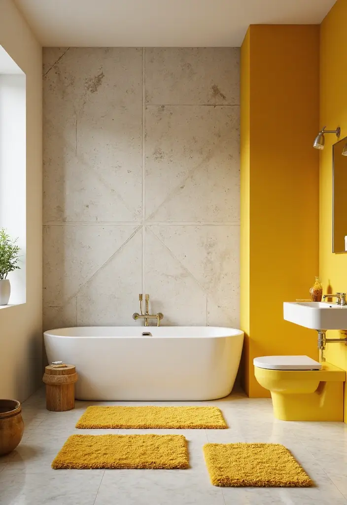 25+ Yellow Bathroom Ideas That Brighten Your Space 4 25+ Yellow Bathroom Ideas That Brighten Your Space - 4. Modern Yellow Decor