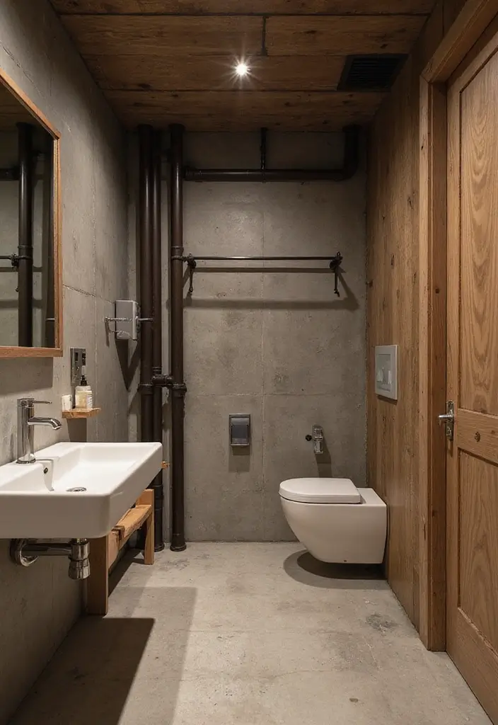 30+ Basement Bathroom Ideas That Actually Work 10 30+ Basement Bathroom Ideas That Actually Work - 10. Industrial Chic