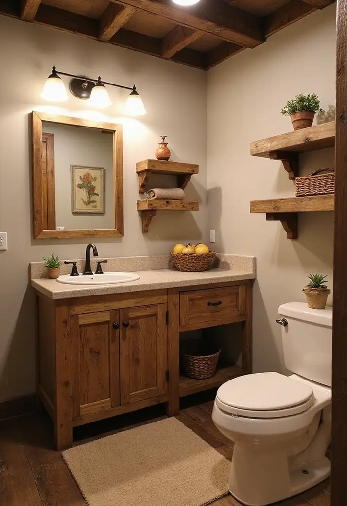 30+ Basement Bathroom Ideas That Actually Work 2 30+ Basement Bathroom Ideas That Actually Work - 2. Rustic Charm with Wood Accents