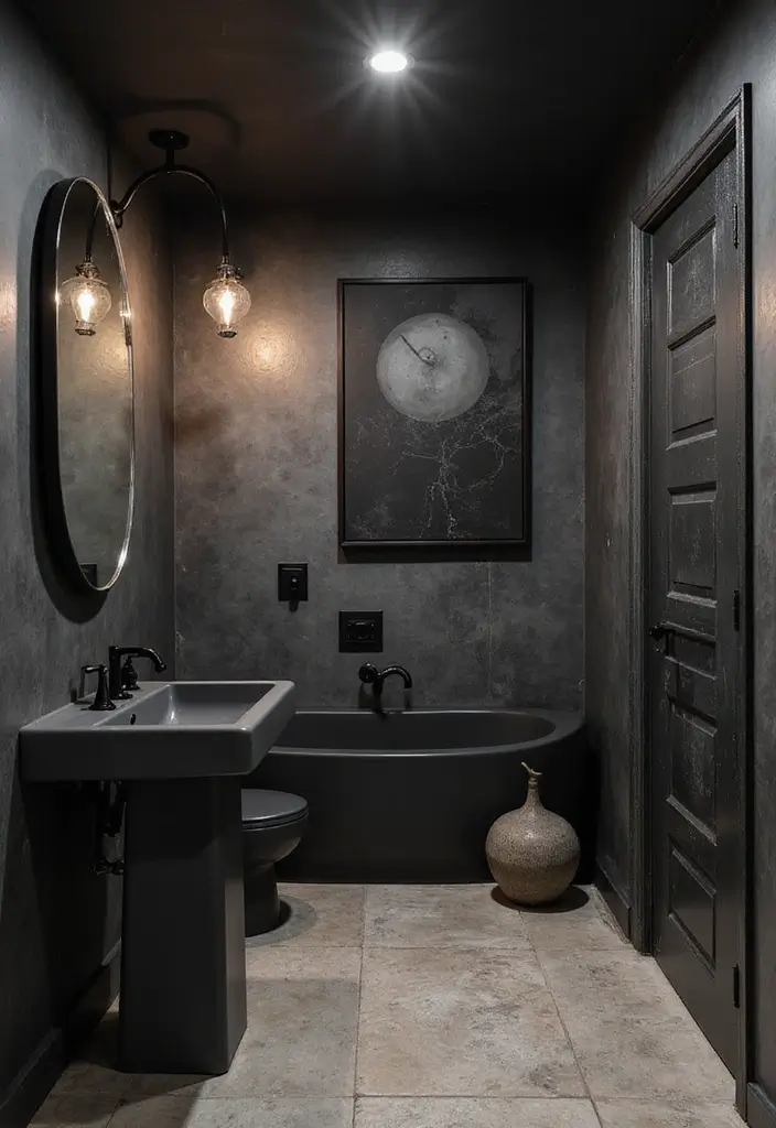 30+ Basement Bathroom Ideas That Actually Work 21 30+ Basement Bathroom Ideas That Actually Work - 21. Bold Black Fixtures