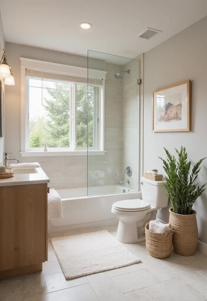 30+ Basement Bathroom Ideas That Actually Work 24 30+ Basement Bathroom Ideas That Actually Work - 24. Bright Accents with Neutrals