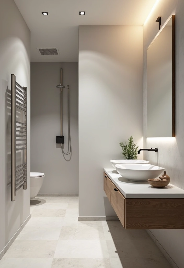 30+ Basement Bathroom Ideas That Actually Work 3 30+ Basement Bathroom Ideas That Actually Work - 3. Modern Minimalism