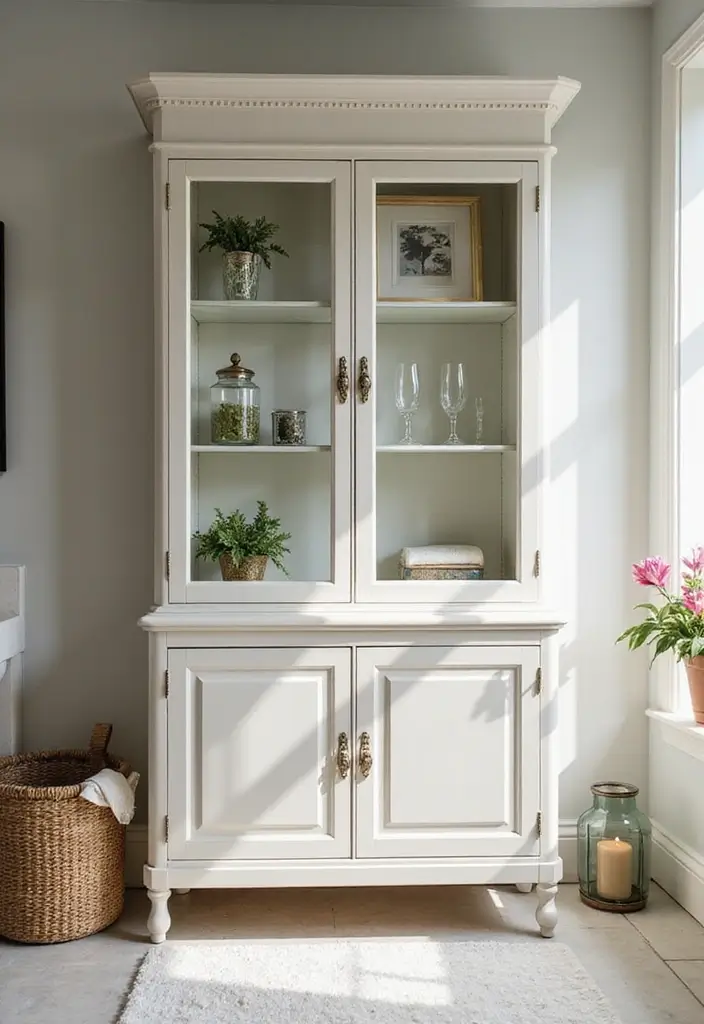30+ Bathroom Cabinet Ideas That Add Both Style and Storage 18 30+ Bathroom Cabinet Ideas That Add Both Style and Storage - 18. Vintage Inspired Glass Cabinets