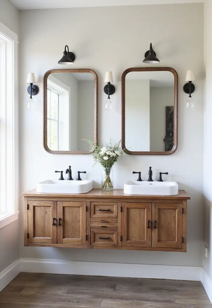 30+ Bathroom Cabinet Ideas That Add Both Style and Storage 2 30+ Bathroom Cabinet Ideas That Add Both Style and Storage - 2. Floating Vintage Cabinets