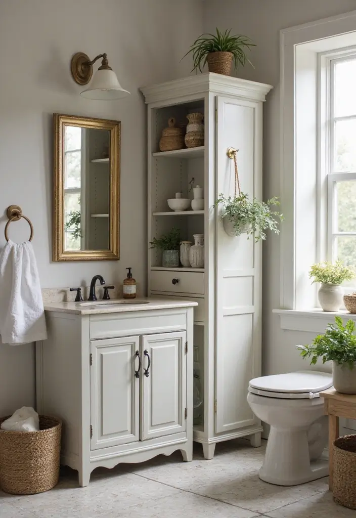 30+ Bathroom Cabinet Ideas That Add Both Style and Storage 28 30+ Bathroom Cabinet Ideas That Add Both Style and Storage - 28. Vintage Foldable Cabinets