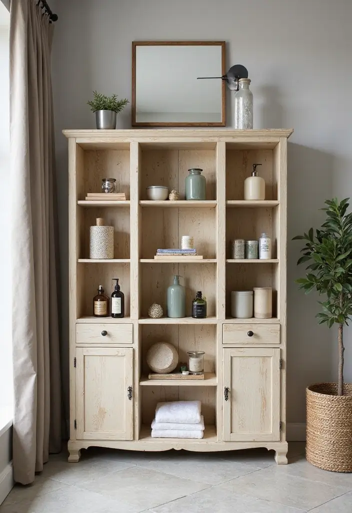 30+ Bathroom Cabinet Ideas That Add Both Style and Storage 30 30+ Bathroom Cabinet Ideas That Add Both Style and Storage - 30. Vintage Inspired Modular Units