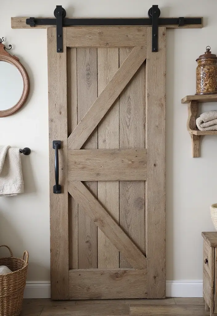 30+ Bathroom Door Ideas That Make a Statement 1 30+ Bathroom Door Ideas That Make a Statement - 1. Reclaimed Barn Door