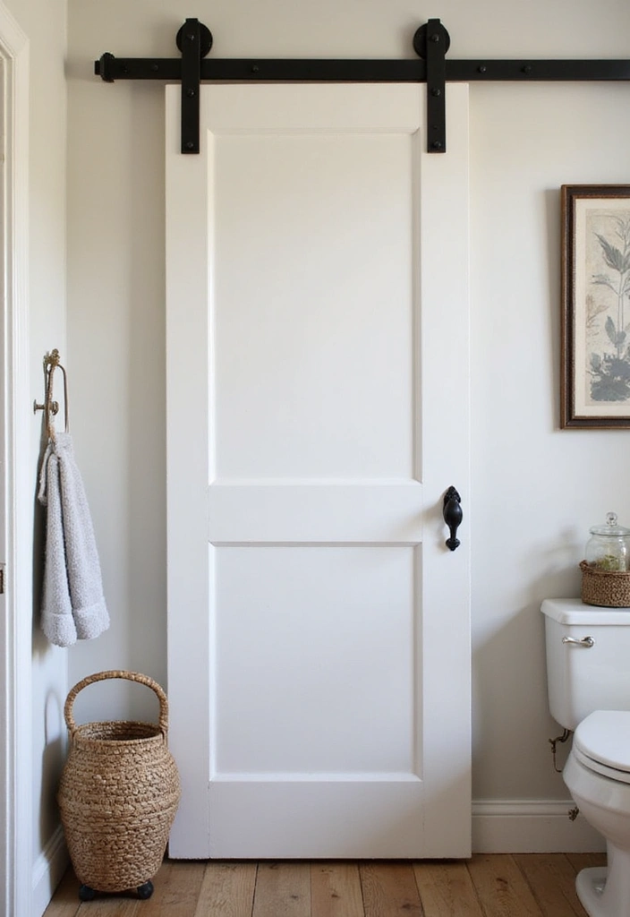 30+ Bathroom Door Ideas That Make a Statement 12 30+ Bathroom Door Ideas That Make a Statement - 12. Simple Barn Door with Handle
