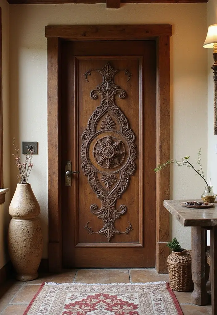 30+ Bathroom Door Ideas That Make a Statement 20 30+ Bathroom Door Ideas That Make a Statement - 20. Rustic Decorative Door