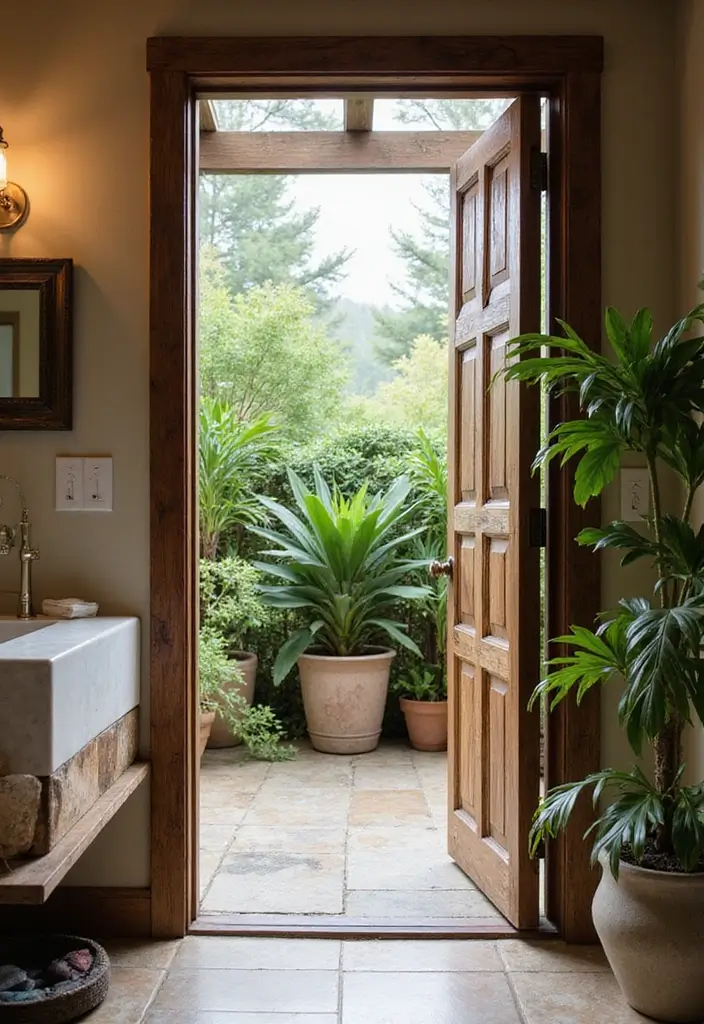 30+ Bathroom Door Ideas That Make a Statement 24 30+ Bathroom Door Ideas That Make a Statement - 24. Rustic Sliding Screen Door