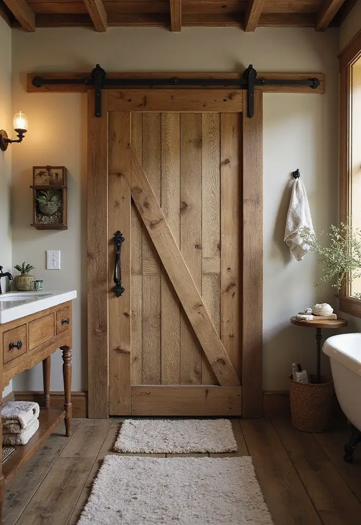 30+ Bathroom Door Ideas That Make a Statement 25 30+ Bathroom Door Ideas That Make a Statement - 25. Textured Barn Door