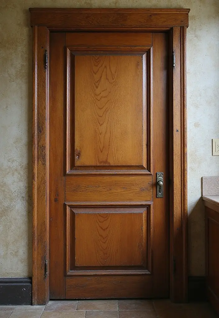 30+ Bathroom Door Ideas That Make a Statement 3 30+ Bathroom Door Ideas That Make a Statement - 3. Vintage Panel Door