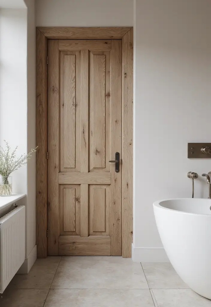 30+ Bathroom Door Ideas That Make a Statement 30 30+ Bathroom Door Ideas That Make a Statement - 30. Minimalist Rustic Door