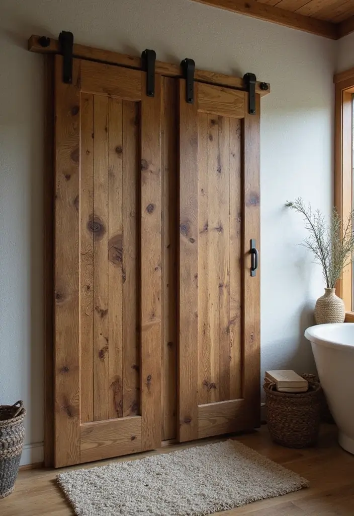 30+ Bathroom Door Ideas That Make a Statement 4 30+ Bathroom Door Ideas That Make a Statement - 4. Sliding Pocket Door