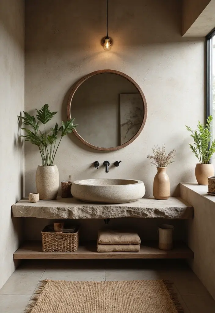 30+ Bathroom Sink Ideas That Upgrade Your Look 14 30+ Bathroom Sink Ideas That Upgrade Your Look - 14. Nature-Inspired Stone Sinks