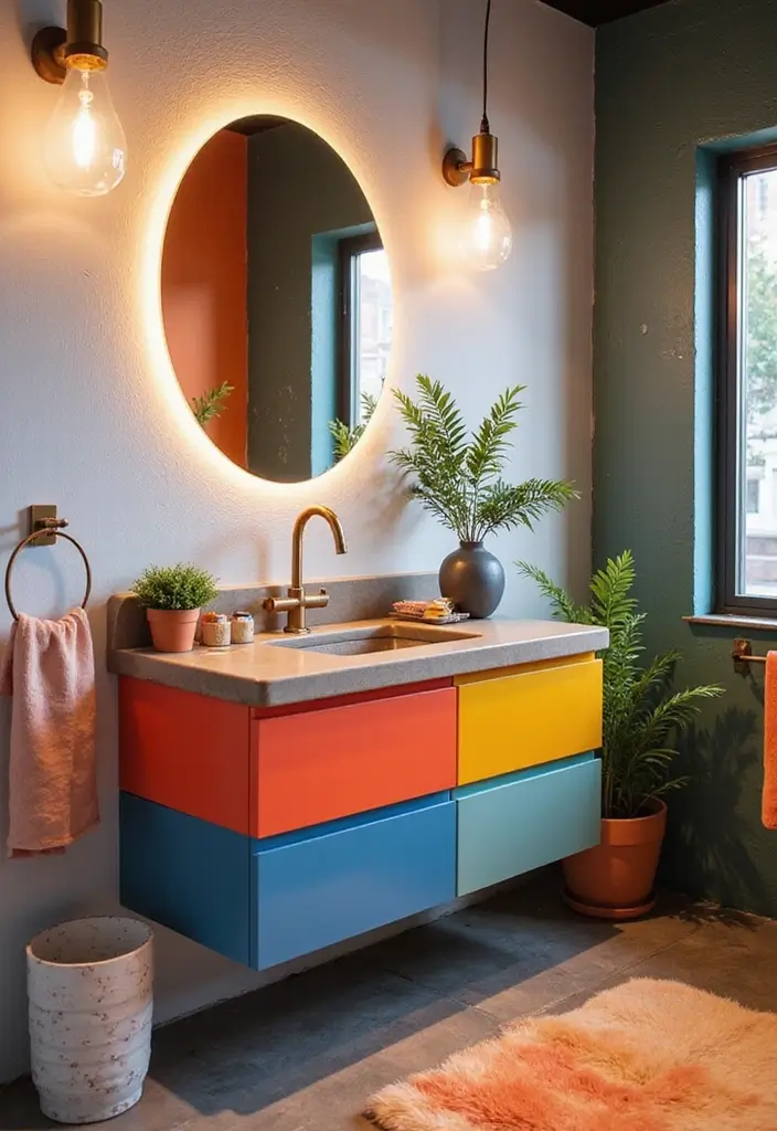 30+ Bathroom Sink Ideas That Upgrade Your Look 15 30+ Bathroom Sink Ideas That Upgrade Your Look - 15. Color-Blocked Sinks for a Trendy Look