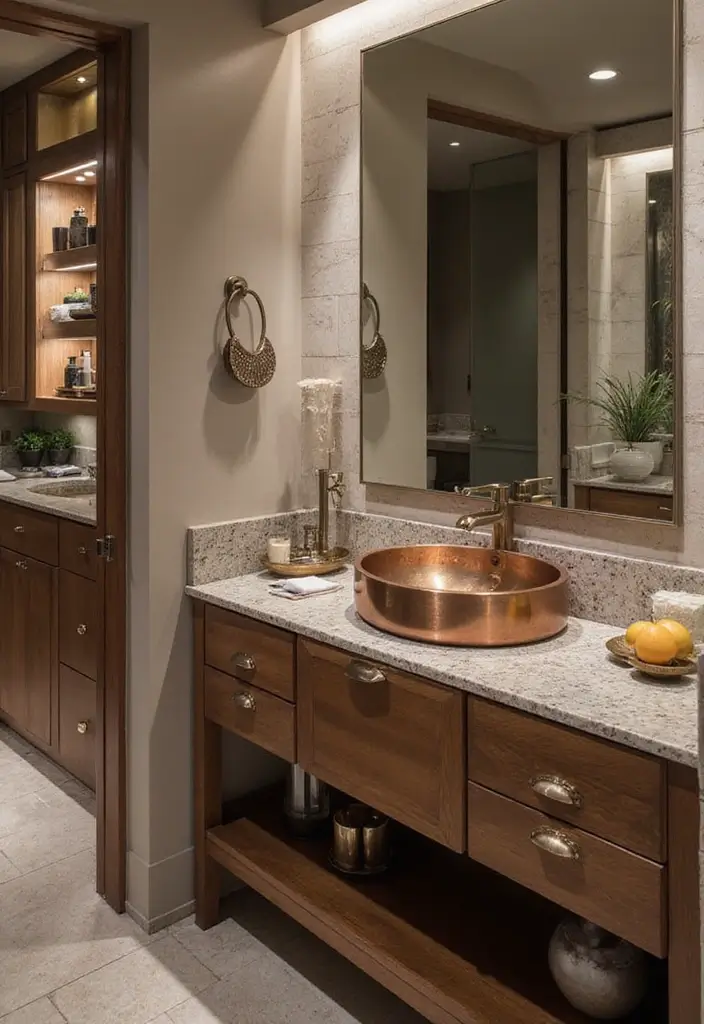 30+ Bathroom Sink Ideas That Upgrade Your Look 23 30+ Bathroom Sink Ideas That Upgrade Your Look - 23. Finish with Metal Accents