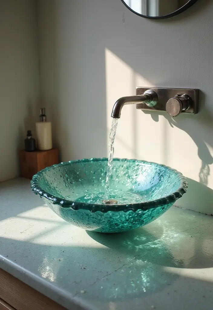 30+ Bathroom Sink Ideas That Upgrade Your Look 4 30+ Bathroom Sink Ideas That Upgrade Your Look - 4. Recycled Glass Sinks