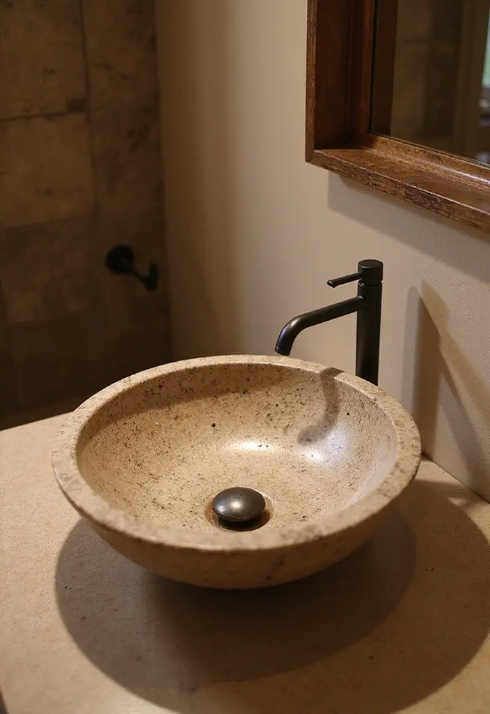 30+ Bathroom Sink Ideas That Upgrade Your Look 5 30+ Bathroom Sink Ideas That Upgrade Your Look - 5. Stone Basin Sinks