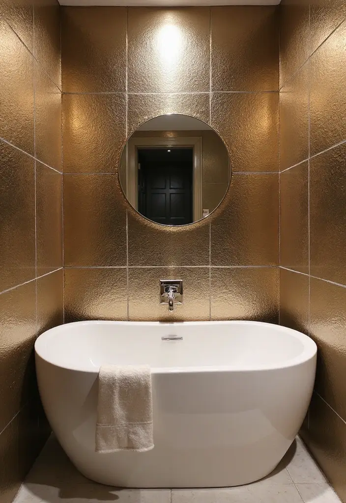 30+ Bathroom Tile Ideas for a Stunning Look 17 30+ Bathroom Tile Ideas for a Stunning Look - 17. Metallic Finish Tiles