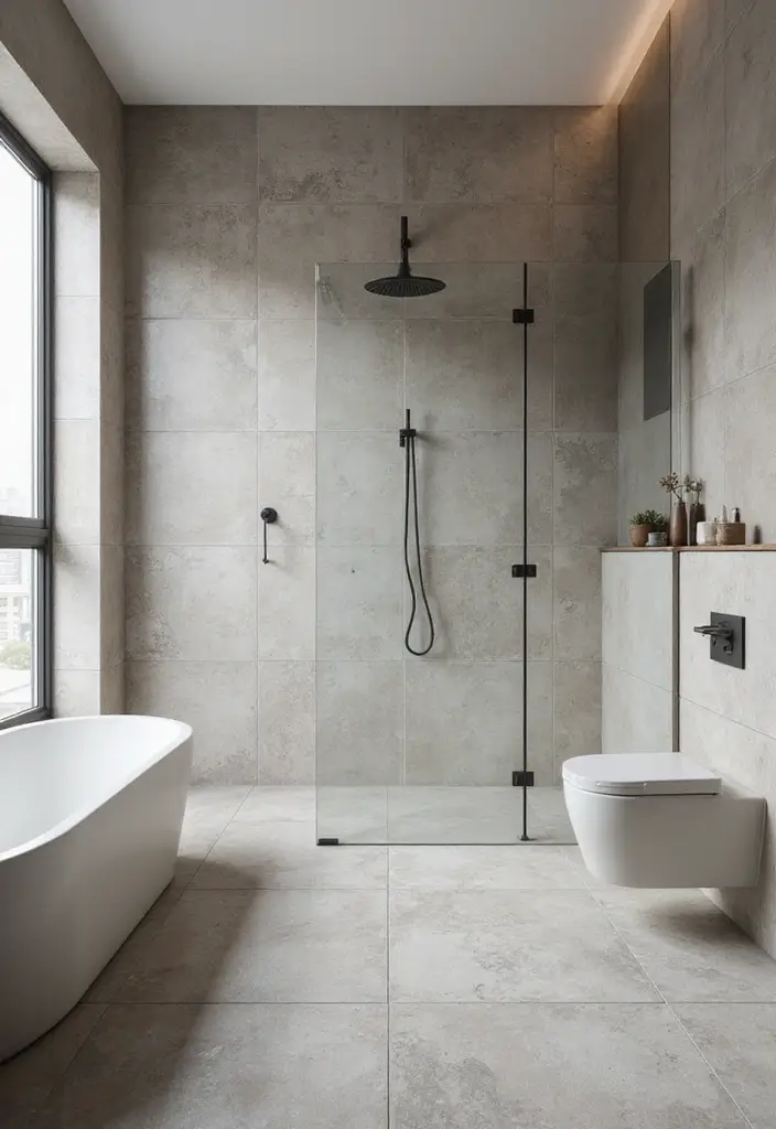 30+ Bathroom Tile Ideas for a Stunning Look 18 30+ Bathroom Tile Ideas for a Stunning Look - 18. Large Format Tiles