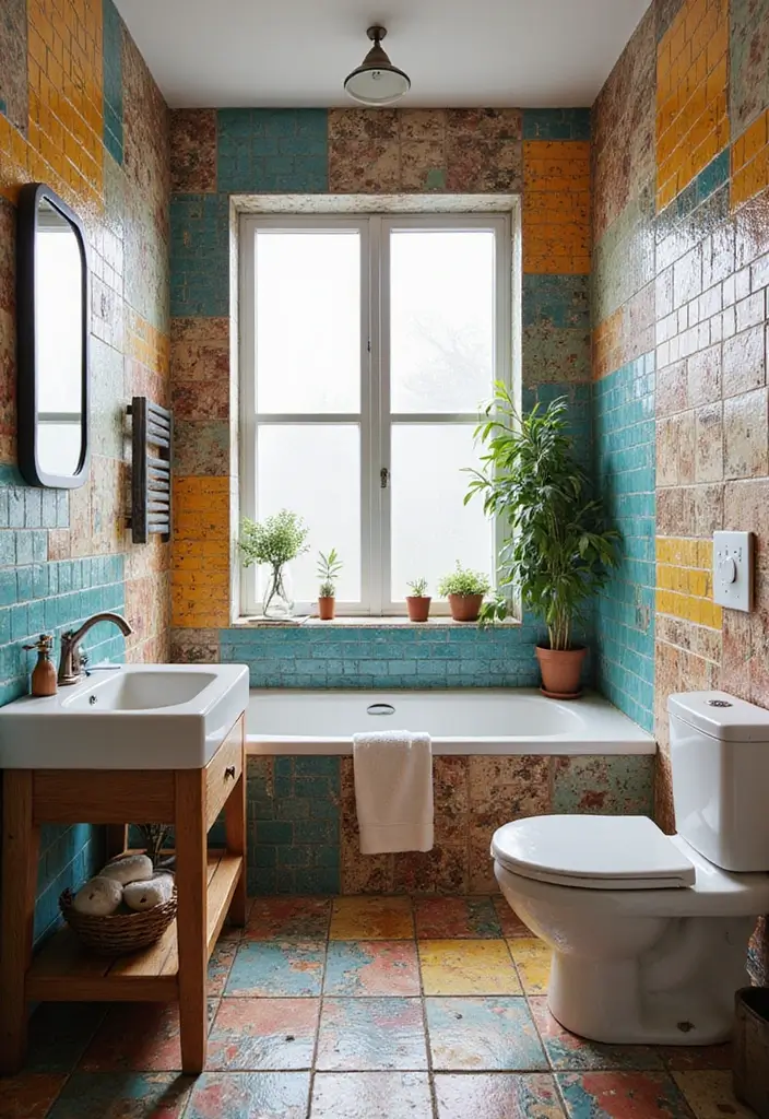 30+ Bathroom Tile Ideas for a Stunning Look 19 30+ Bathroom Tile Ideas for a Stunning Look - 19. Eclectic Tile Mix
