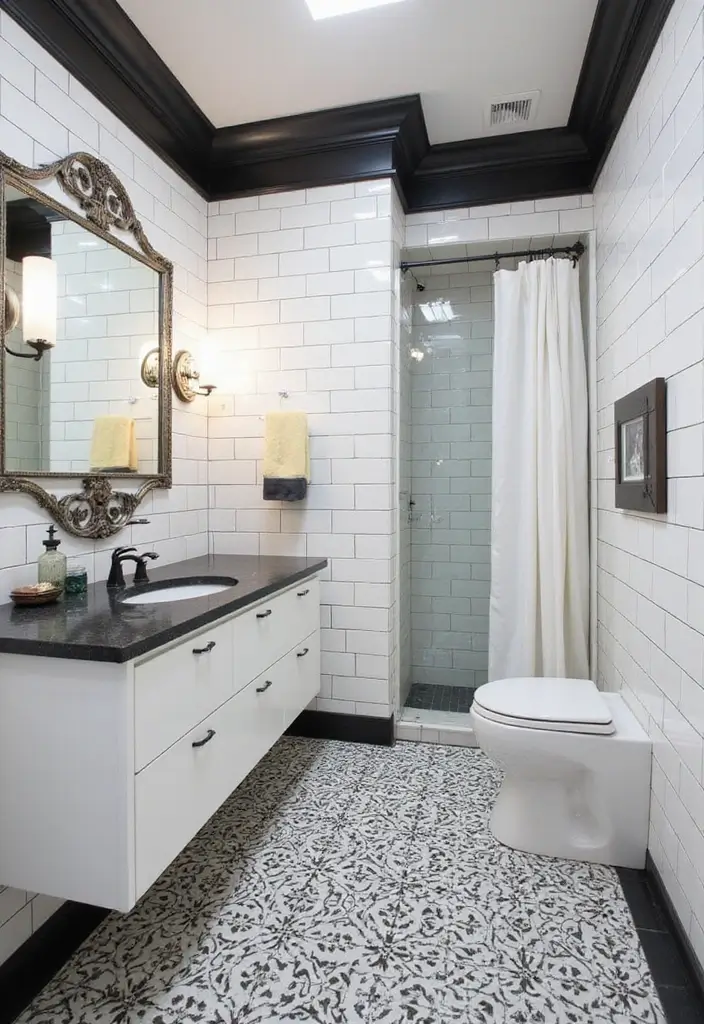 30+ Bathroom Tile Ideas for a Stunning Look 24 30+ Bathroom Tile Ideas for a Stunning Look - 24. Timeless Black and White Tiles