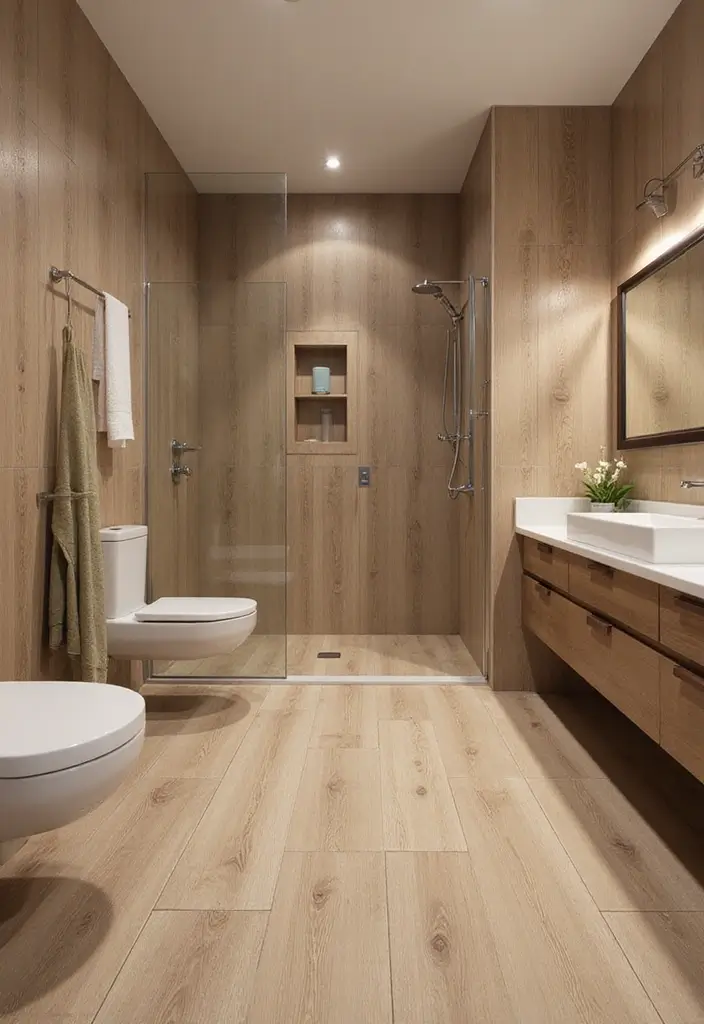 30+ Bathroom Tile Ideas for a Stunning Look 30 30+ Bathroom Tile Ideas for a Stunning Look - 30. Wood-Look Tiles