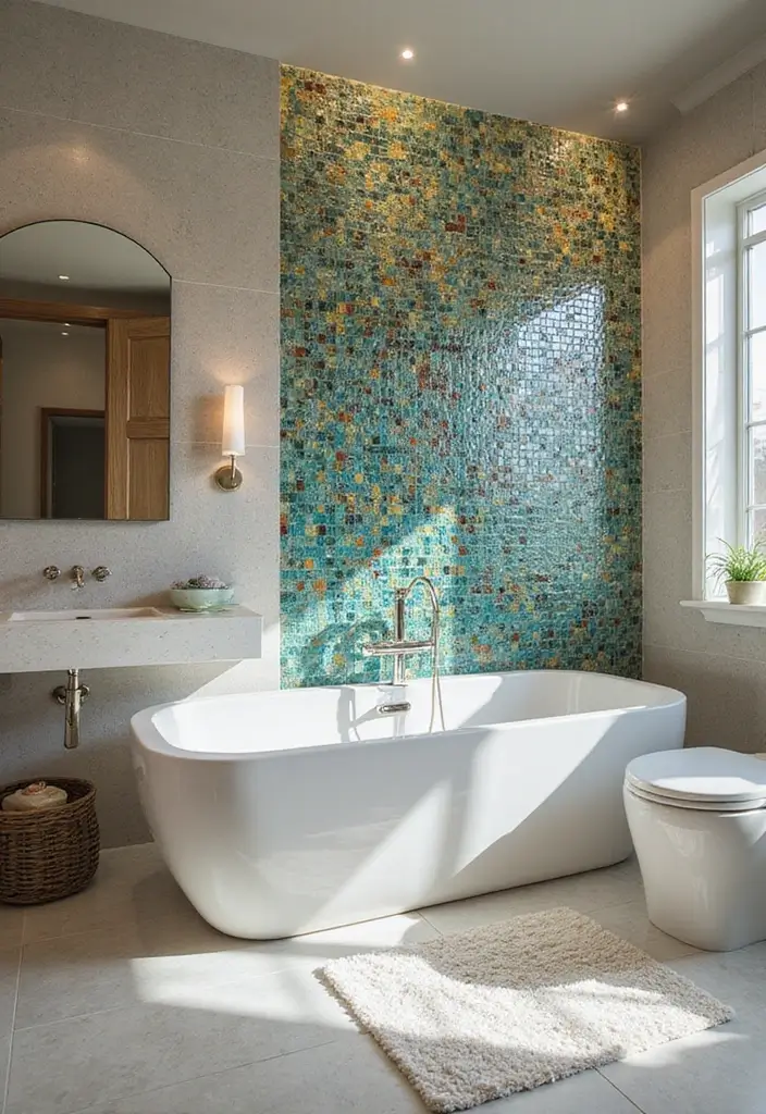30+ Bathroom Tile Ideas for a Stunning Look 4 30+ Bathroom Tile Ideas for a Stunning Look - 4. Glass Tiles
