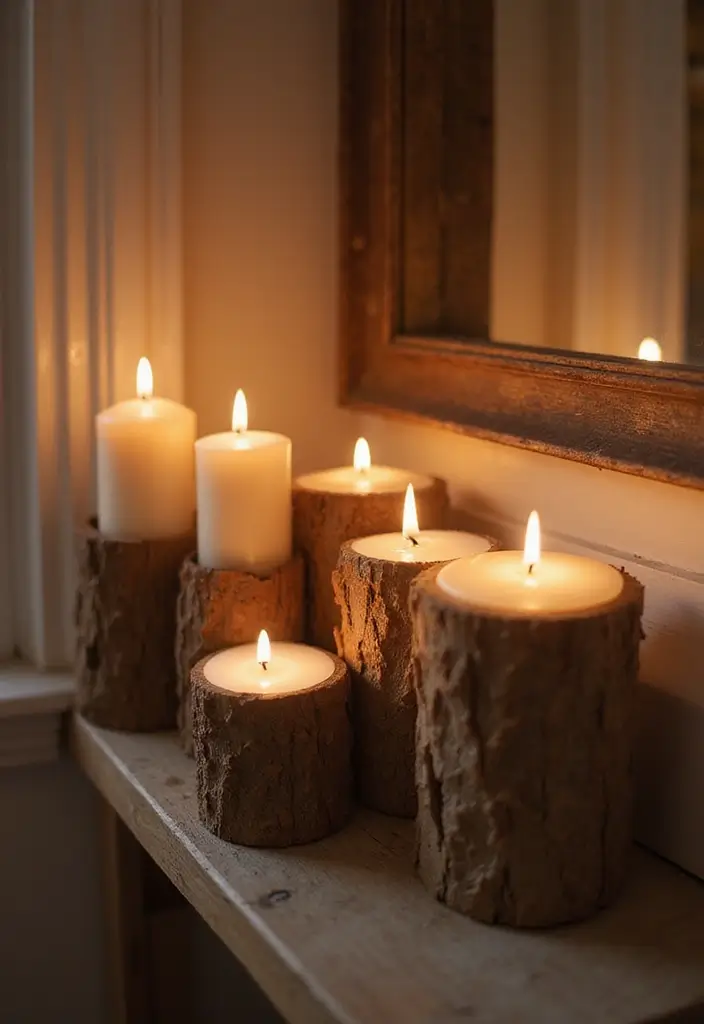 30+ Bathroom Wall Decor Ideas That Elevate Your Space 14 30+ Bathroom Wall Decor Ideas That Elevate Your Space - 14. Rustic Candle Holders
