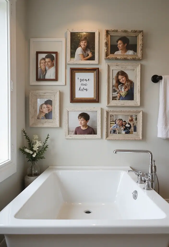 30+ Bathroom Wall Decor Ideas That Elevate Your Space 19 30+ Bathroom Wall Decor Ideas That Elevate Your Space - 19. Personalized Photo Collages