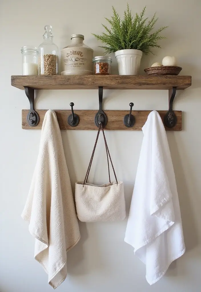 30+ Bathroom Wall Decor Ideas That Elevate Your Space 8 30+ Bathroom Wall Decor Ideas That Elevate Your Space - 8. Farmhouse-Style Hooks