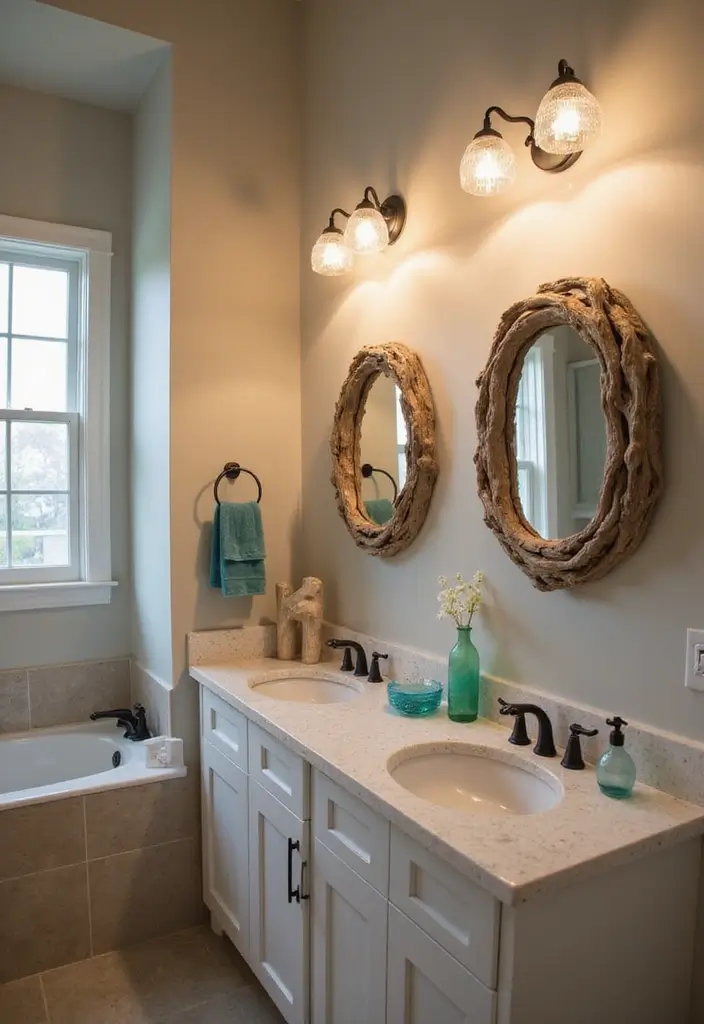 30+ Beach Theme Bathroom Ideas for a Coastal Vibe 17 30+ Beach Theme Bathroom Ideas for a Coastal Vibe - 17. Beach-Inspired Lighting
