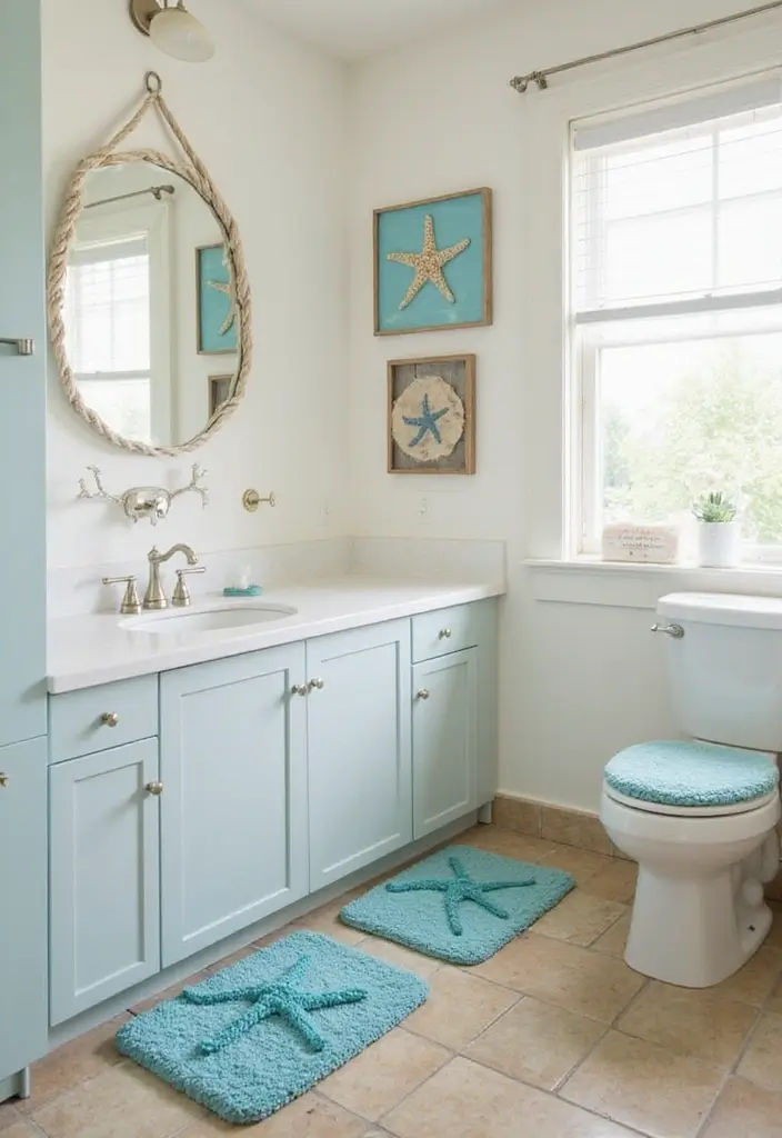 30+ Beach Theme Bathroom Ideas for a Coastal Vibe 22 30+ Beach Theme Bathroom Ideas for a Coastal Vibe - 22. Whimsical Starfish Decor