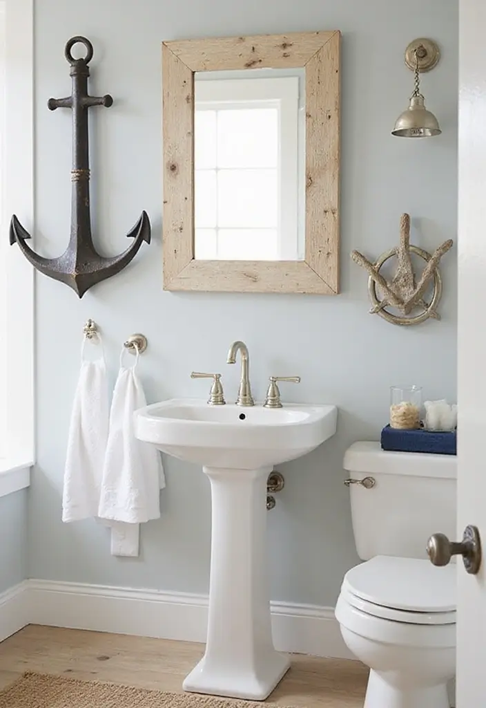 30+ Beach Theme Bathroom Ideas for a Coastal Vibe 26 30+ Beach Theme Bathroom Ideas for a Coastal Vibe - 26. Nautical Bathroom Accessories