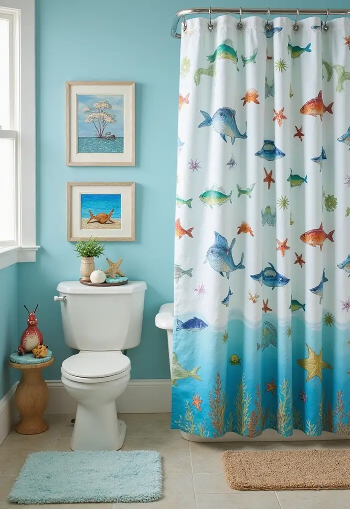 30+ Beach Theme Bathroom Ideas for a Coastal Vibe 30 30+ Beach Theme Bathroom Ideas for a Coastal Vibe - 30. Marine Life Accessories