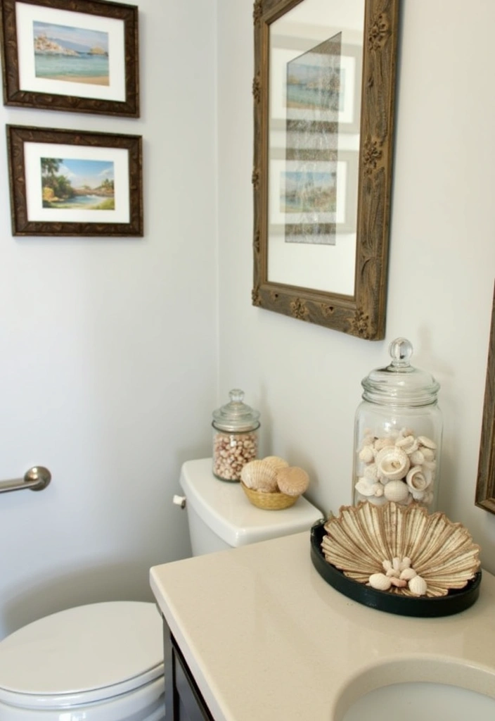 30+ Beach Theme Bathroom Ideas for a Coastal Vibe 4 30+ Beach Theme Bathroom Ideas for a Coastal Vibe - 4. Seashell Accents