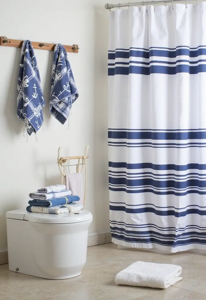 30+ Beach Theme Bathroom Ideas for a Coastal Vibe 5 30+ Beach Theme Bathroom Ideas for a Coastal Vibe - 5. Nautical Stripes