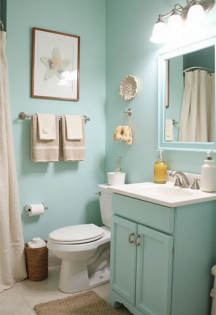 30+ Beach Theme Bathroom Ideas for a Coastal Vibe 6 30+ Beach Theme Bathroom Ideas for a Coastal Vibe - 6. Beachy Color Palette