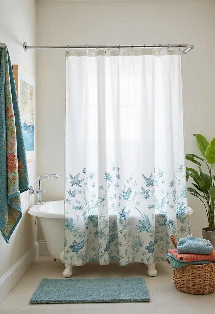 30+ Beach Theme Bathroom Ideas for a Coastal Vibe 8 30+ Beach Theme Bathroom Ideas for a Coastal Vibe - 8. Beachy Textiles