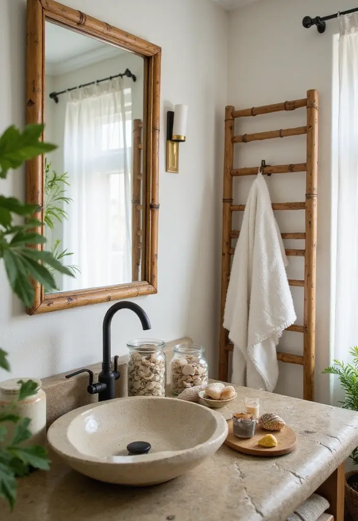 30+ Beach Theme Bathroom Ideas for a Coastal Vibe 9 30+ Beach Theme Bathroom Ideas for a Coastal Vibe - 9. Natural Elements