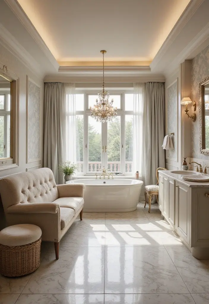 30+ Best Bathroom Designs That Never Go Out of Style 12 30+ Best Bathroom Designs That Never Go Out of Style - 12. Elegant Upholstered Furniture