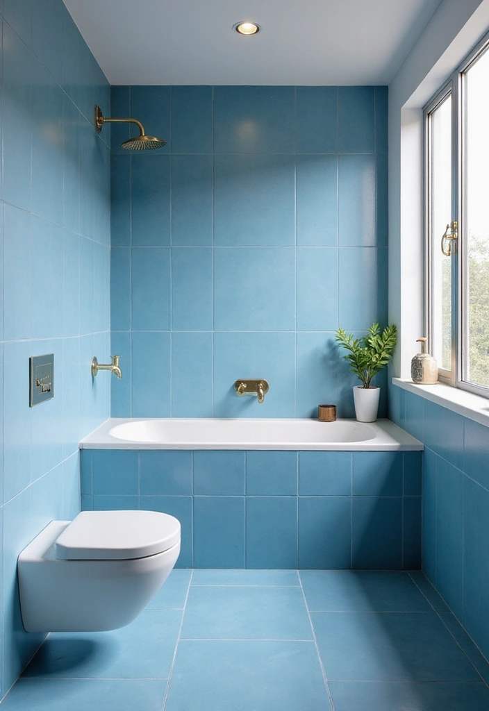 30+ Blue Tile Bathroom Ideas for a Fresh Vibe 24 30+ Blue Tile Bathroom Ideas for a Fresh Vibe - 24. Blue Tile with Minimalist Decor