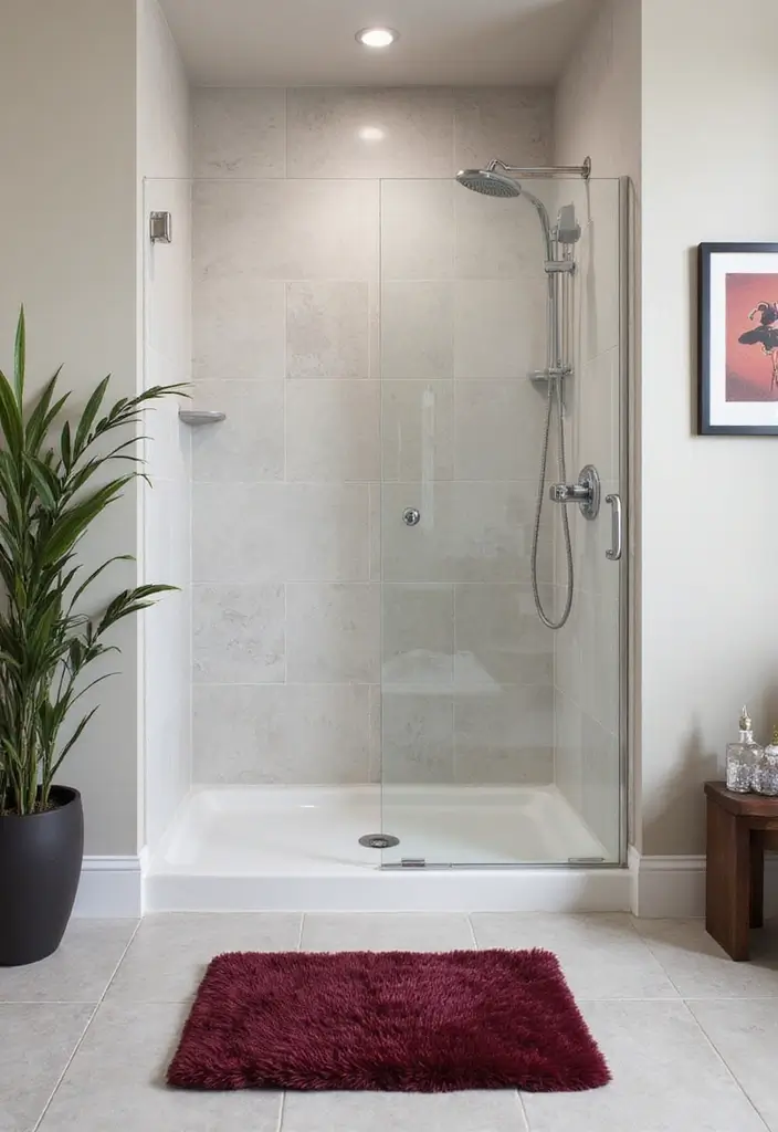 30+ Burgundy Bathroom Ideas That Add Drama 17 30+ Burgundy Bathroom Ideas That Add Drama - 17. Burgundy Shower Mats
