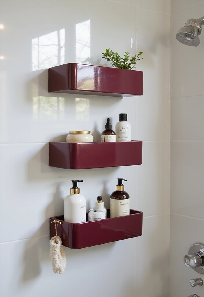 30+ Burgundy Bathroom Ideas That Add Drama 24 30+ Burgundy Bathroom Ideas That Add Drama - 24. Burgundy Shower Caddies